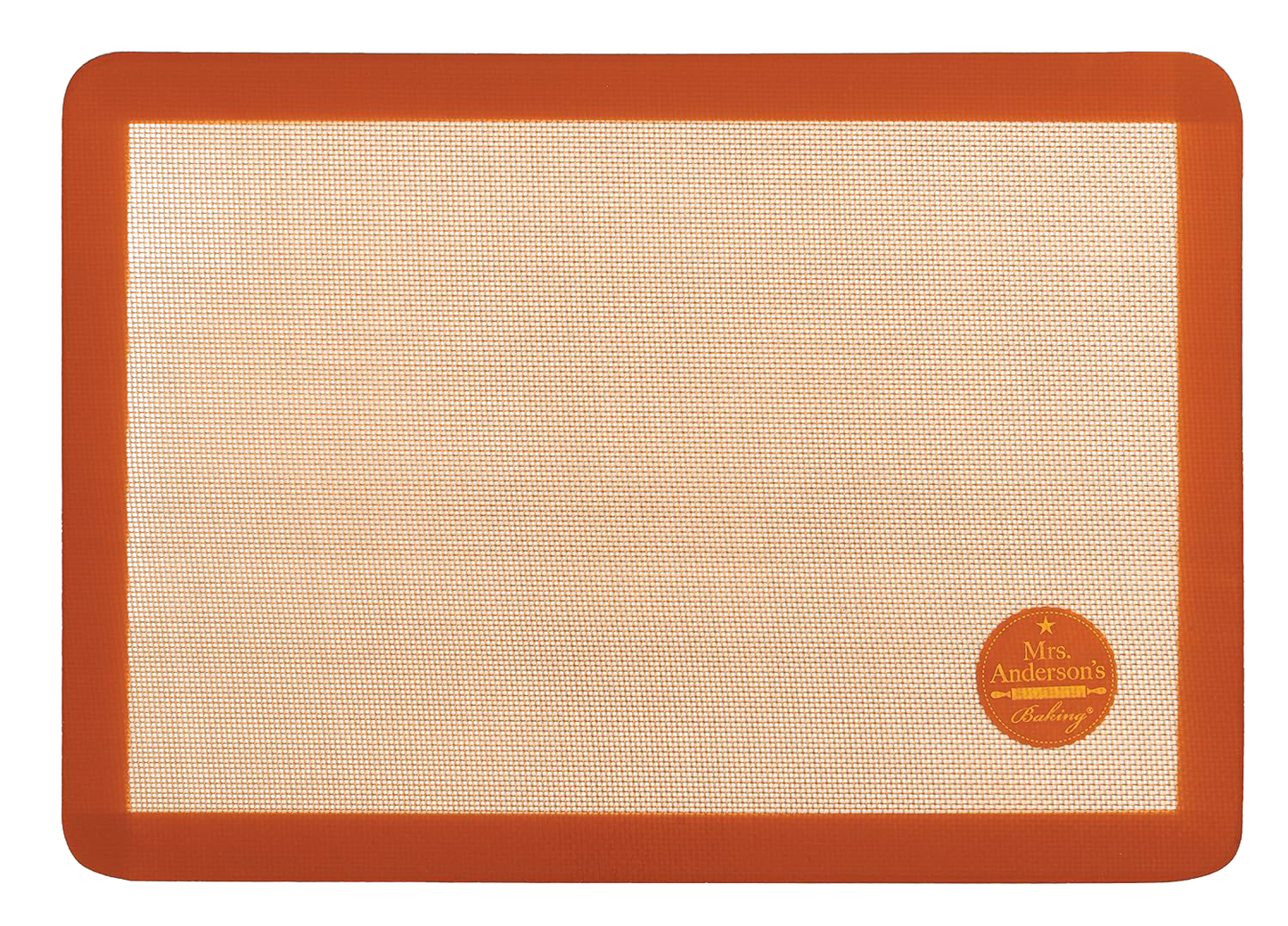 Large commercial-grade silicone baking mat with textured surface and orange trim, designed for durability and artisan baking, perfect for Kitchen & Food, Cookware, and Baking Supplies collections.