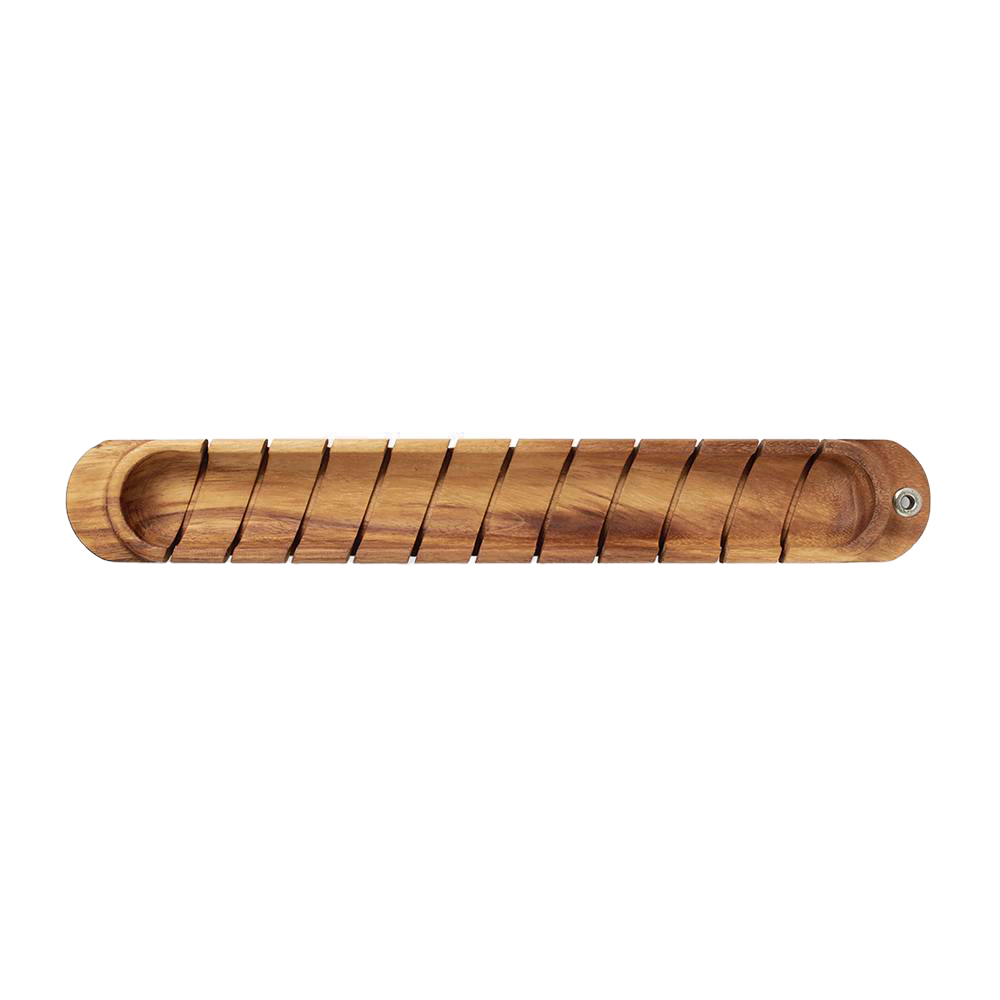 Handmade Acacia hardwood baguette slicer with evenly spaced grooves for perfect loaf cutting, ideal for Kitchen & Food, Food Prep, and Kitchen Gadgets collections.