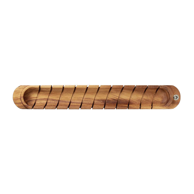 Handmade Acacia hardwood baguette slicer with evenly spaced grooves for perfect loaf cutting, ideal for Kitchen & Food, Food Prep, and Kitchen Gadgets collections.