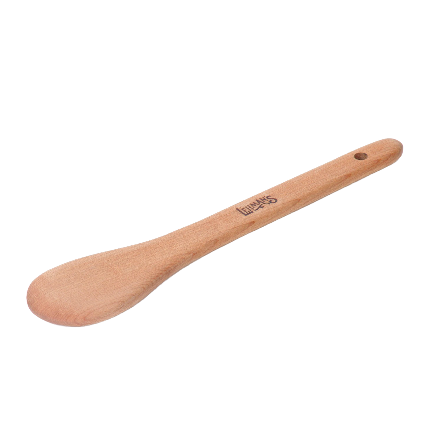 Handcrafted solid American Hard Maple wooden spoon with smooth finish and comfortable handle, perfect for stirring, mixing, and serving in Kitchen & Food, Holiday Hosting, and USA Made collections.