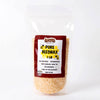 Clear resealable bag filled with natural beeswax pellets for candle making, featuring a brown label with yellow hexagonal accents, ideal for lamps, lighting, and crafting supplies.
