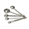 Set of five linked stainless steel measuring spoons with engraved measurements, crafted for durability and ease of use; featured in Kitchen & Food, Food Prep, Measuring, Best Sellers, and Promo Eligible collections.