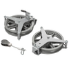 Pair of handcrafted durable powder-coated aluminum clothesline pulleys with mounting hardware, designed for efficient line drying, part of Home & Decor, Laundry Supplies, USA Made, Amish Made collections.