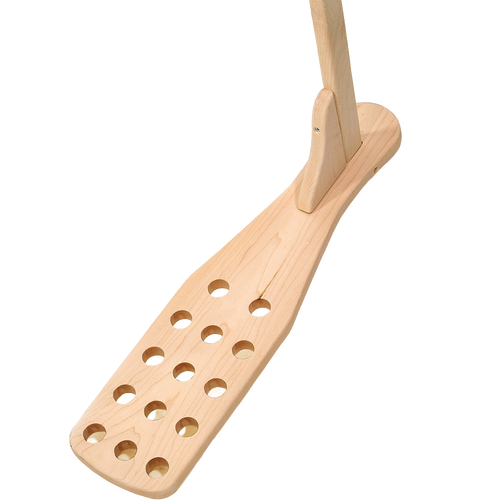 Handcrafted American-made apple butter stirrer with a smooth, 3/4-inch thick poplar paddle, long maple handle, and rounded bottom, perfect for Farm, Garden & Tool and Kitchen & Food collections.