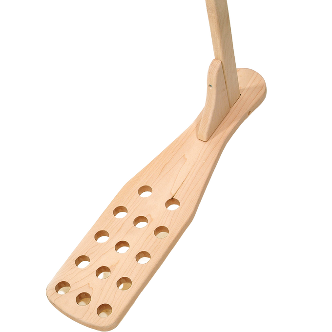 Handcrafted American-made apple butter stirrer with a smooth, 3/4-inch thick poplar paddle, long maple handle, and rounded bottom, perfect for Farm, Garden & Tool and Kitchen & Food collections.