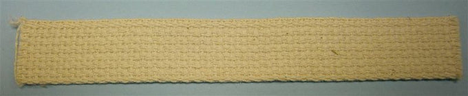 Flat braided cotton wick measuring 1 inch wide and approximately 7 inches long, handcrafted in the USA for use with large cabin olive oil lamps in Lamps & Lighting and Oil Lamps collections.
