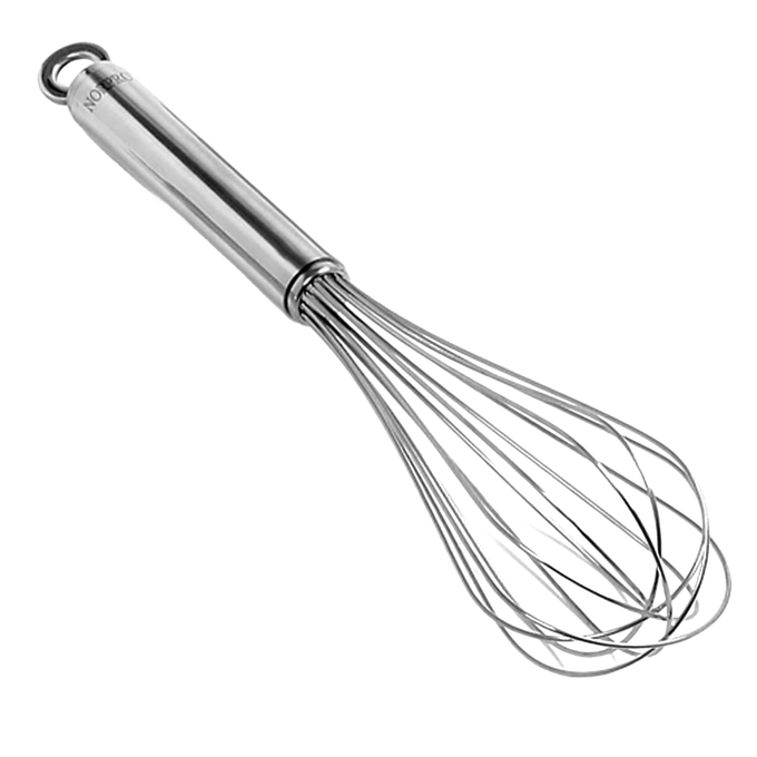 Professional-grade 11-inch balloon whisk made from polished 18/10 stainless steel, designed for Kitchen & Food, Baking Supplies, Cookware, and Kitchen Gadgets collections.