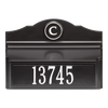 Black and white custom wall mount mailbox with prominent house number and monogram, handcrafted in the USA, enhancing curb appeal in Home & Decor and Mailboxes collections.