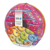 Round metal tin shaped like a colorful pink-frosted donut with rainbow sprinkles, containing a 550-piece handcrafted puzzle from Toys, Books & Games collections.
