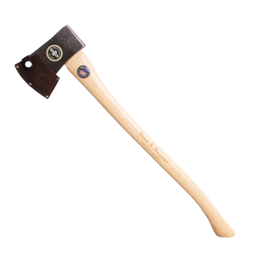 Lightweight single bit axe featuring a handcrafted Amish-made wooden handle and a drop-forged high carbon steel blade, ideal for farm, garden, and woodcutting tasks.