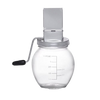 Glass jar nut grinder with stainless steel hopper and hand crank, featuring measurement lines up to 1-1/4 cups, ideal for Kitchen & Food and Food Prep collections.