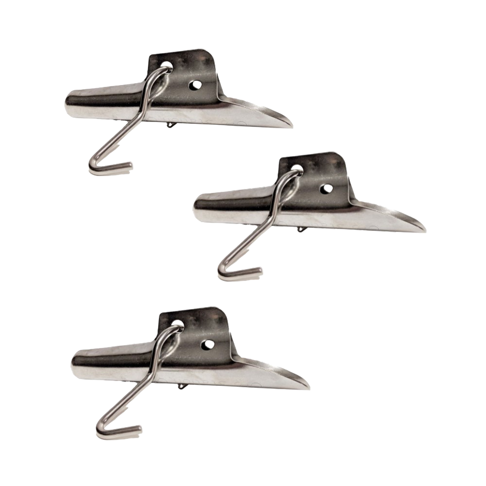 Three durable stainless steel spiles with hooks designed for easy bucket hanging during tree tapping, featured in Farm, Garden & Tool, Orchard and Grove, Maple Syrup Sugaring Supplies collections.