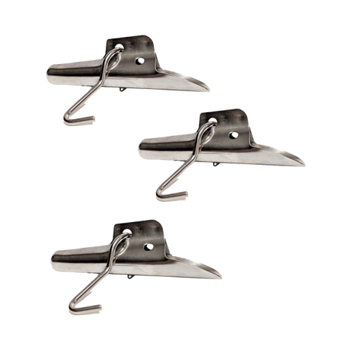 Three durable stainless steel spiles with hooks designed for easy bucket hanging during tree tapping, featured in Farm, Garden & Tool, Orchard and Grove, Maple Syrup Sugaring Supplies collections.