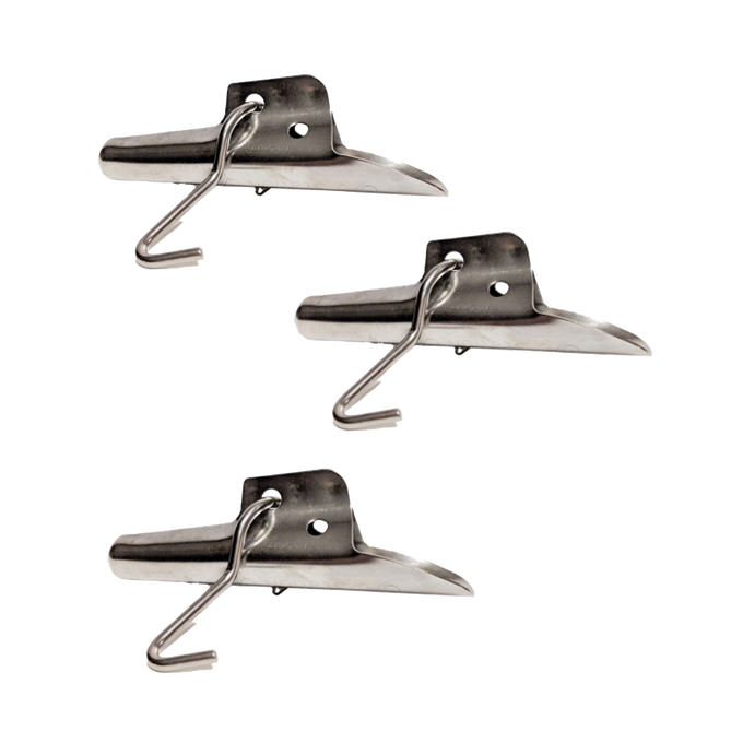 Three durable stainless steel spiles with hooks designed for easy bucket hanging during tree tapping, featured in Farm, Garden & Tool, Orchard and Grove, Maple Syrup Sugaring Supplies collections.