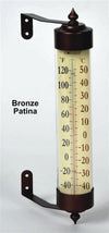 Extra-large wall-mounted thermometer with bronze patina finish, featuring easy-to-read Fahrenheit and Celsius numbers, ideal for Home & Decor, Garden Accessories, and Best Sellers collections.