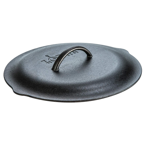 Handcrafted cast iron skillet lid with self-basting tips and sturdy handle, seasoned with natural vegetable oil, ideal for Kitchen & Food, Cookware, Cast Iron, Best Sellers, and Promo Eligible collections.