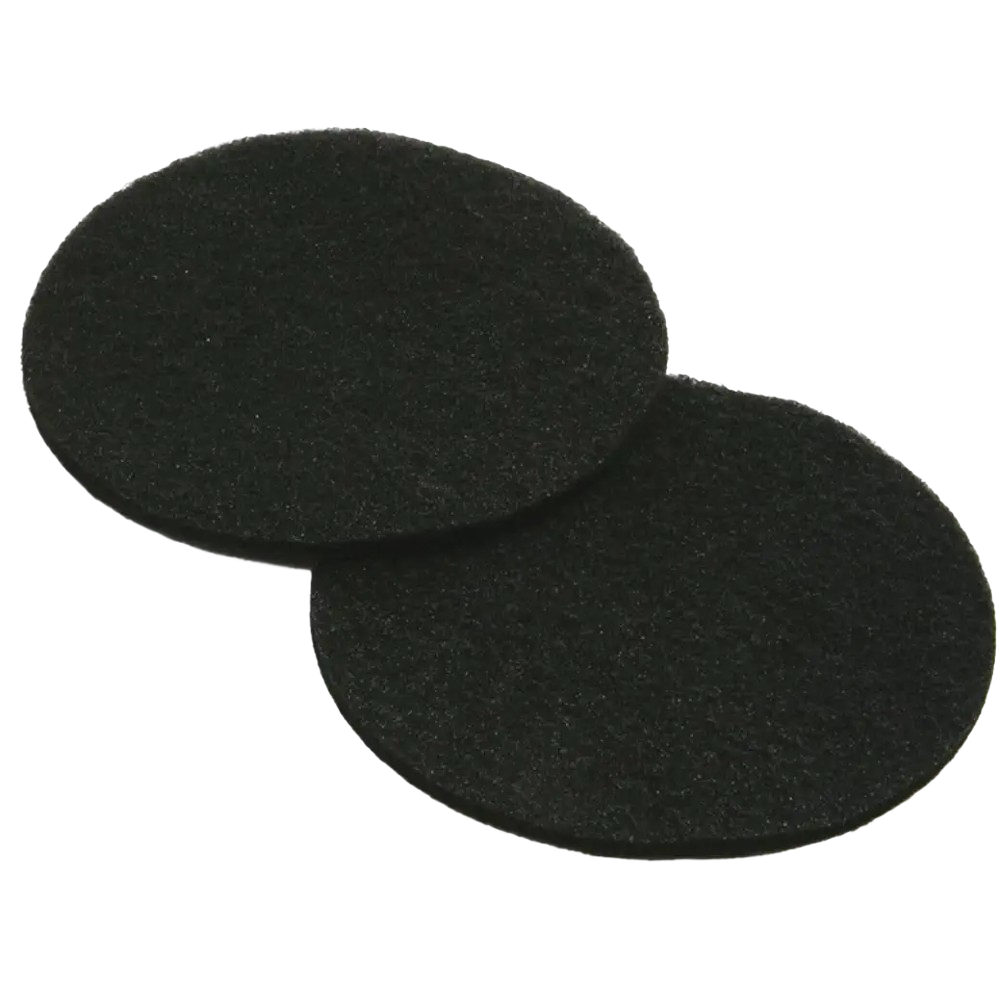 Pair of round black replacement filters designed for ceramic compost pails, featured in Farm, Garden & Tool, Composting, Garden Accessories, Best Sellers, and Promo Eligible collections.
