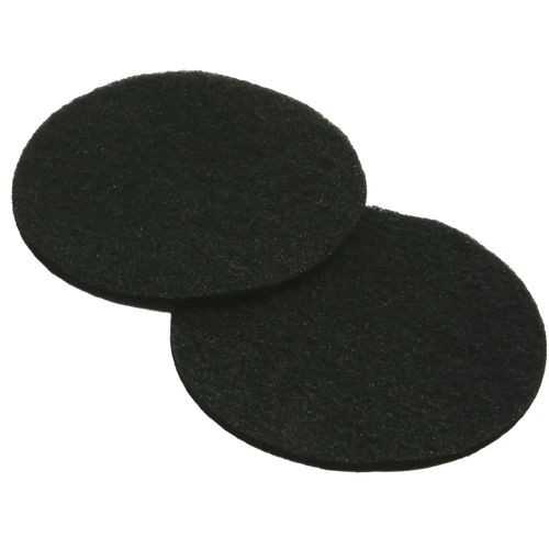 Pair of round black replacement filters designed for ceramic compost pails, featured in Farm, Garden & Tool, Composting, Garden Accessories, Best Sellers, and Promo Eligible collections.