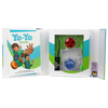 Open instructional yo-yo trick kit featuring colorful red and blue yo-yos with LED lights, a 56-page beginner's guidebook, and display packaging from the Toys, Books & Games collection.
