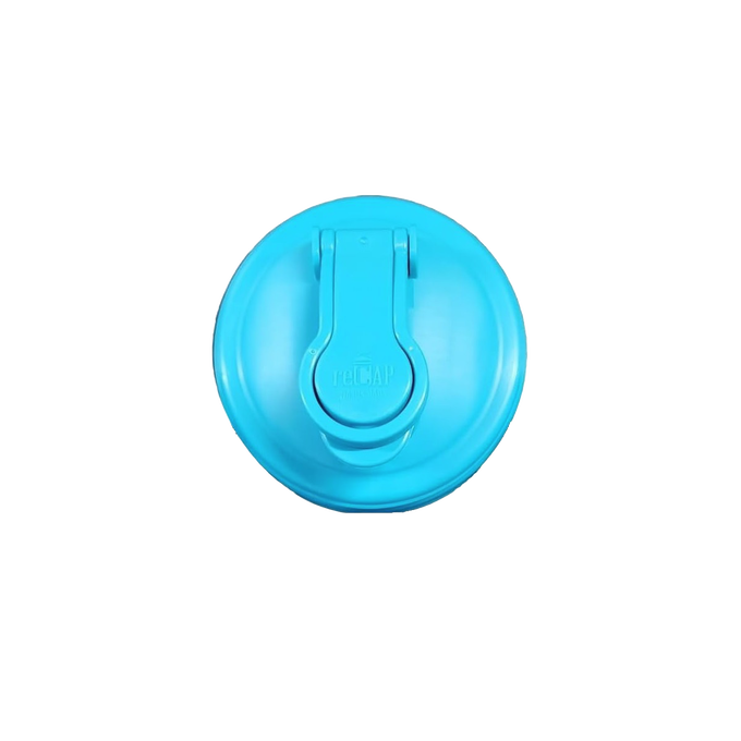 Bright blue durable pour lid with a flip-top spout and carry loop, designed for regular-mouth jars, handcrafted in the USA, perfect for Kitchen Gadgets and Best Sellers collections.