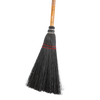 Handcrafted Amish fireplace broom made with black corn straw bristles and a natural wooden handle, designed for sweeping ashes in hearth accessories and cleaning tools collections.