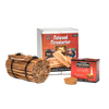 Handcrafted fatwood firestarter variety pack including waterproof firewood bundles with carrying handle and fast-lighting firedrops, ideal for Camping, Hearth Accessories, and Emergency Supplies.