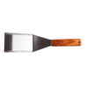 Heavy-duty stainless steel griddle spatula with a hardwood handle secured by brass rivets, designed for restaurant use and featured in Kitchen & Food, Storage and Serving, Best Sellers, and Promo Eligible collections.