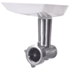 Stainless steel meat grinder attachment with white plastic hopper, designed for Bosch Universal Mixers, ideal for Kitchen & Food, Kitchen Gadgets, Butchering Supplies, and Best Sellers collections.