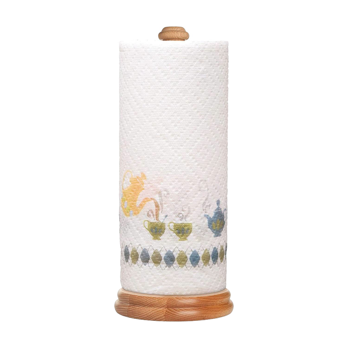 Beechwood paper towel holder with a smooth, rounded base and top knob, designed as a practical countertop helper in Home & Decor and Household Helpers collections.