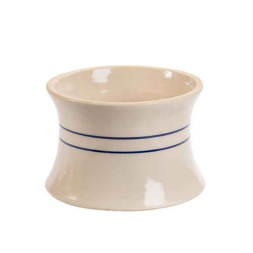 Handmade stoneware stand in cream with two simple blue stripes, crafted in the USA, designed to elevate water coolers for easier dispensing, part of Kitchen & Food and Storage and Serving collections.