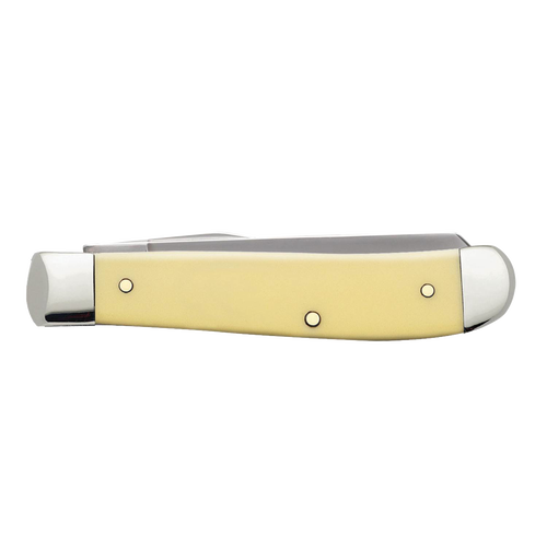 Compact traditional pocket knife featuring a smooth cream-colored handle with polished metal bolsters, crafted in the USA, ideal for Farm, Garden & Tool and Hand Tools collections.