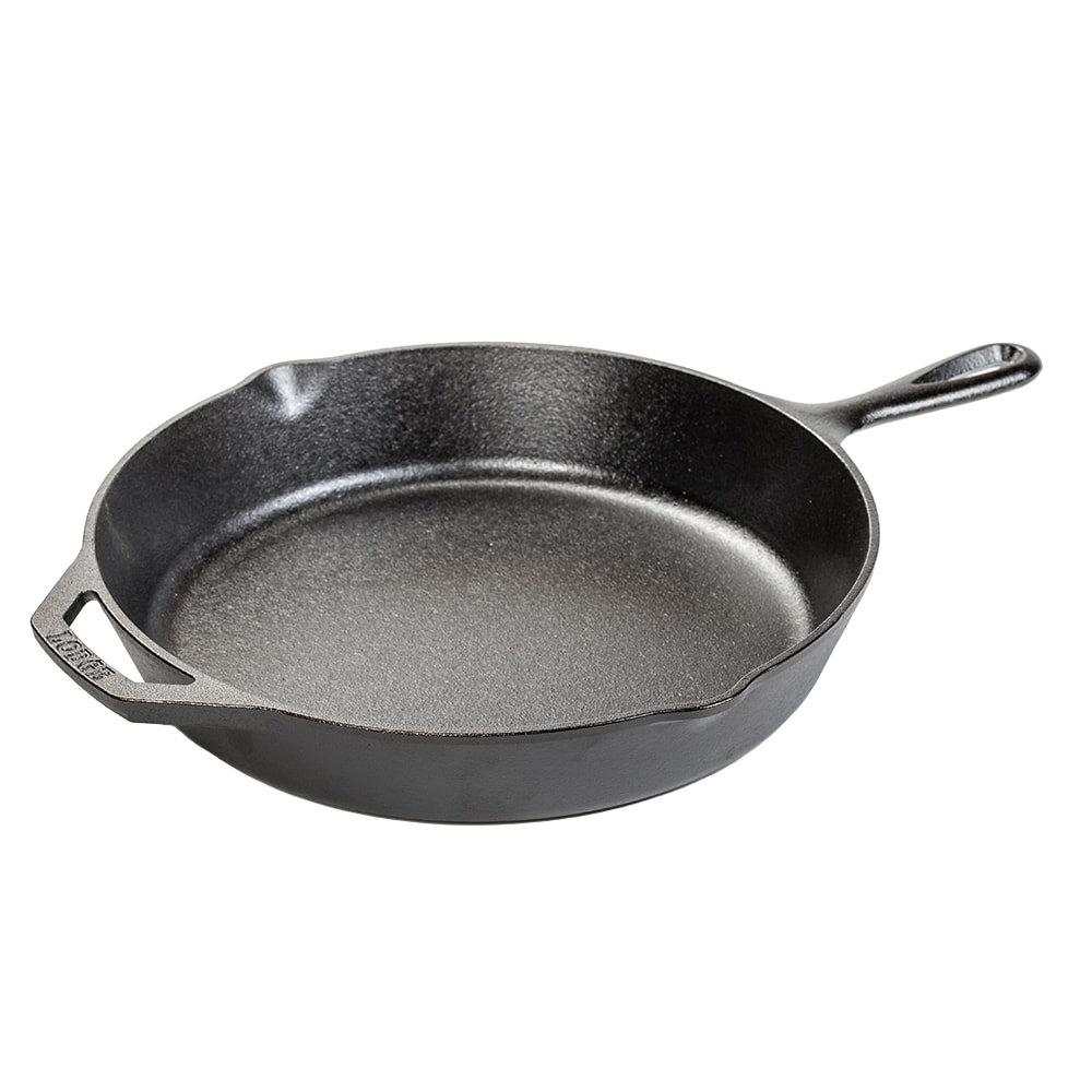 Heavy-duty cast iron skillet with a seasoned cooking surface and dual handles, handcrafted in USA, ideal for Kitchen & Food, Cast Iron, and Cookware collections.