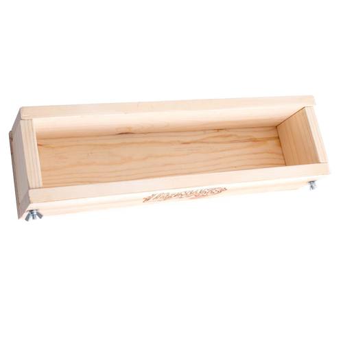 Handcrafted wooden soap loaf mold made of durable pine with adjustable ends for cutting custom soap bars, featured in Health & Wellness and Soaps and Soapmaking collections.