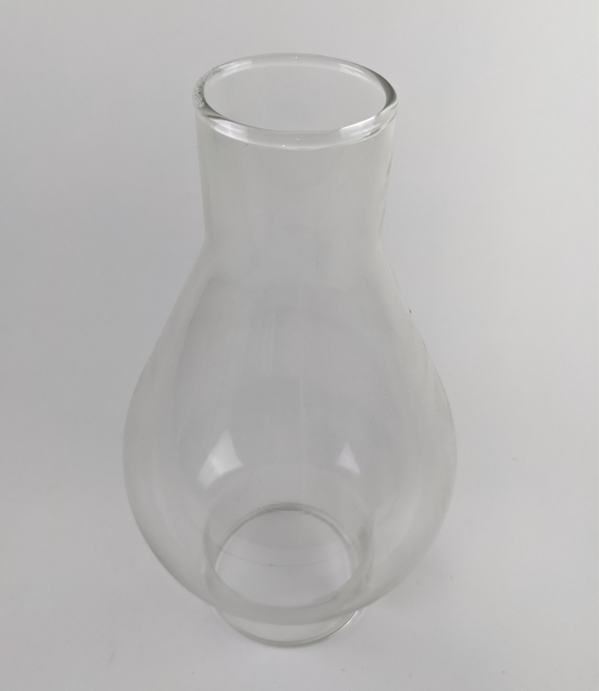 Clear handcrafted glass oil lamp chimney with a 2 7/8 inch base, designed for use in Lamps & Lighting, Parts and Accessories, and Chimneys and Globes collections.