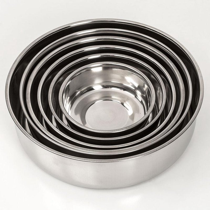 Set of six durable stainless steel nesting bowls designed for efficient storage, ideal for Kitchen & Food, Storage and Serving, Best Sellers, and Promo Eligible collections.