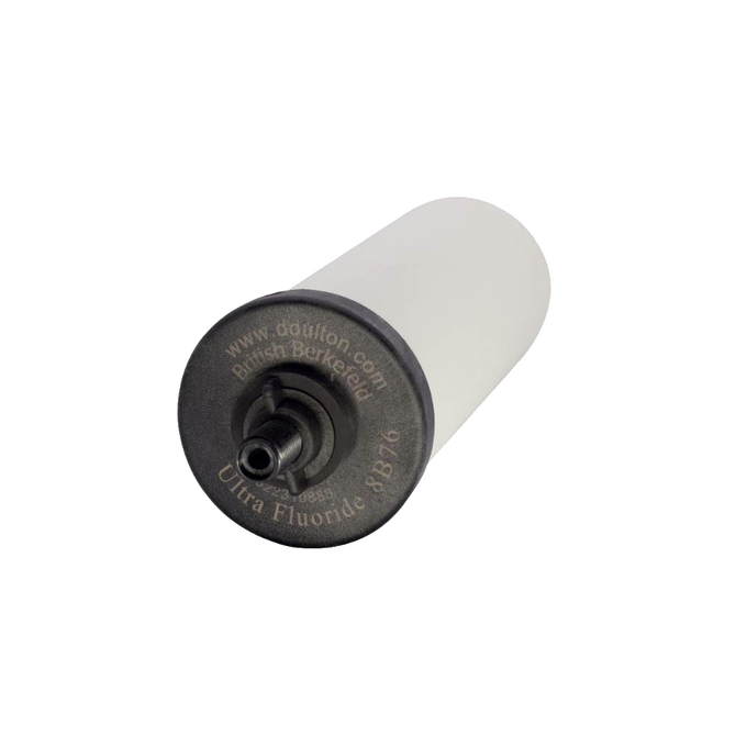Handcrafted Ultra Fluoride ceramic water filter element with black plastic end cap, compatible with British Berkefeld and similar gravity water filtration systems, ideal for Farm, Garden & Tool, Appliances, Emergency Supplies, and Water Heating and Treatment collections.