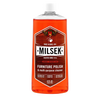 Clear plastic bottle of orange-hued wood furniture polish and multi-purpose cleaner with white cap and vintage-style label, ideal for Home & Decor, Household Cleaning, and USA Made collections.