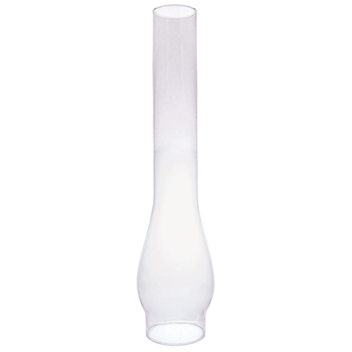 Clear glass oil lamp chimney with a 2-5/8 inch base and bulbous shape, ideal for Lamps & Lighting, Parts and Accessories, and Chimneys and Globes collections.