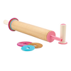 Beechwood adjustable rolling pin with removable colorful discs and pink handles for setting dough thickness, part of Kitchen & Food, Baking Supplies, and Cookware collections.