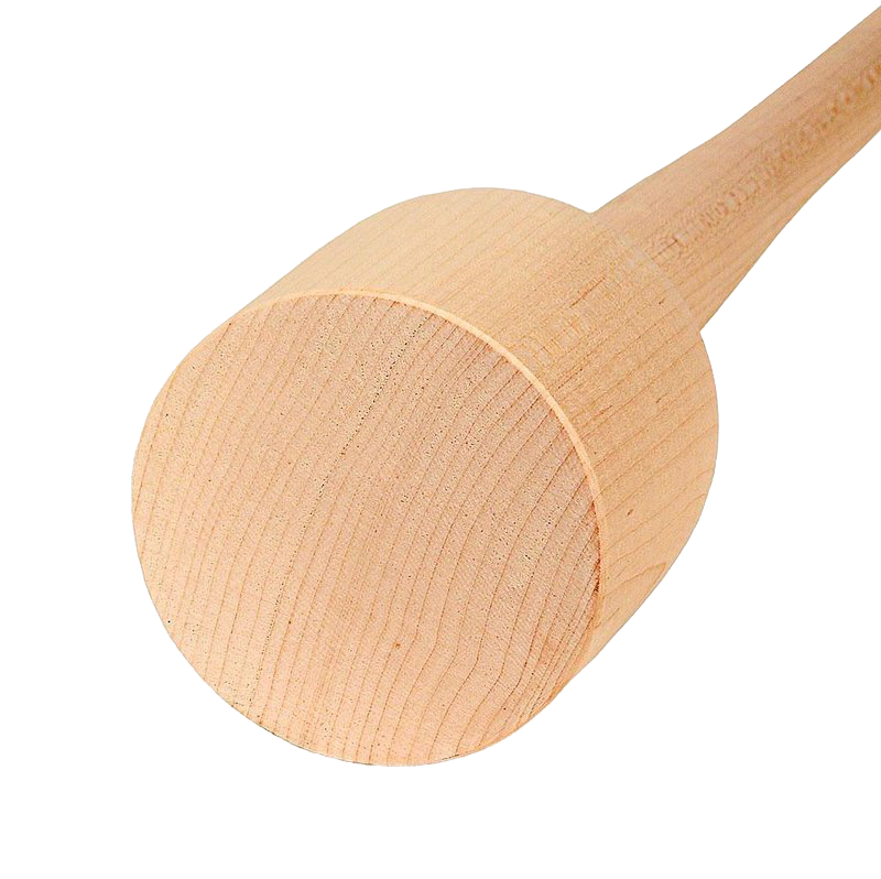 Handcrafted large wooden sauerkraut stomper made of smoothly sanded poplar, designed for pressing cabbage in big crocks, Amish made, USA made, ideal for food preservation and fermenting tasks.