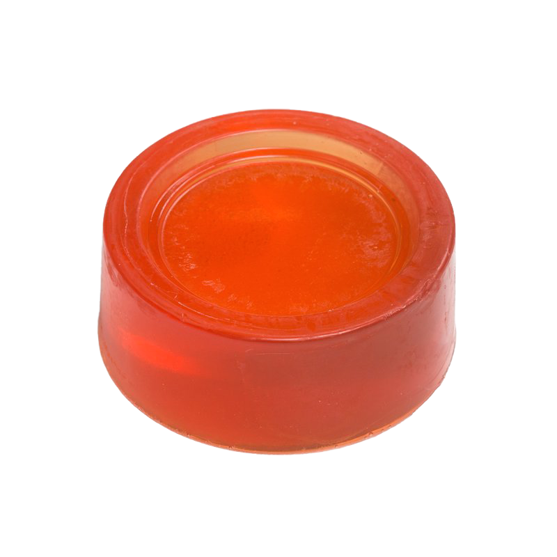 Amber-colored translucent shaving soap puck with smooth surface, featured in Health & Wellness, Grooming and Personal Hygiene, Soaps and Soapmaking, USA Made, Best Sellers, and Promo Eligible collections.