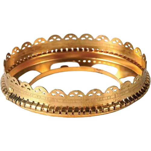 Brass shade ring holder with decorative scalloped edges and fence detail, designed for ball-style lamp shades, ideal for Lamps & Lighting, Parts and Accessories, Shade Rings and Holders, and Best Sellers collections.