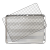 Half-sheet baking pan with a removable oven-safe nonstick grid featuring an embossed pattern for airflow and easy release, crafted from natural aluminum, made in USA, ideal for Kitchen & Food, Cookware, Baking Supplies, Pots and Pans, Best Sellers, and Promo Eligible collections.