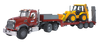 Bruder Toys MACK Granite Truck with Lowboy Trailer & JCB 4CX Backhoe Loader