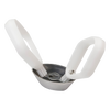 Durable metal cookie paddle attachment with white plastic handles compatible with Bosch and NutriMill mixers, designed for mixing medium to thick batters, made in USA, ideal for Kitchen & Food and Baking Supplies collections.