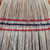 Close-up of hand-stitched natural corn straw bristles bound with red and blue threads on a handcrafted Amish-made child’s broom, featured in Home & Decor and Children's Toys collections.
