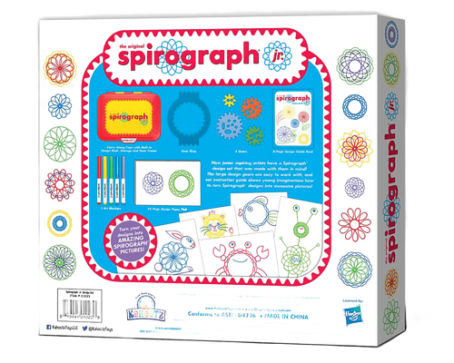 Colorful Spirograph Junior Set displayed in its packaging featuring large design gears, washable art markers, and a carry-along desk with storage, perfect for creative children's arts and crafts in Toys, Books & Games and Best Sellers collections.