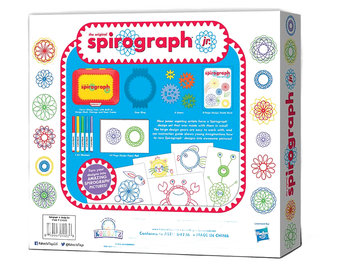 Colorful Spirograph Junior Set displayed in its packaging featuring large design gears, washable art markers, and a carry-along desk with storage, perfect for creative children's arts and crafts in Toys, Books & Games and Best Sellers collections.