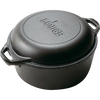 Black cast iron double Dutch oven with deep lid and dual handles, handcrafted and made in USA, ideal for Kitchen & Food, Cookware, Cast Iron, Best Sellers, and Promo Eligible collections.