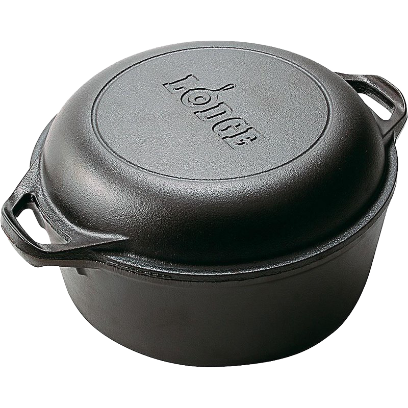 Black cast iron double Dutch oven with deep lid and dual handles, handcrafted and made in USA, ideal for Kitchen & Food, Cookware, Cast Iron, Best Sellers, and Promo Eligible collections.